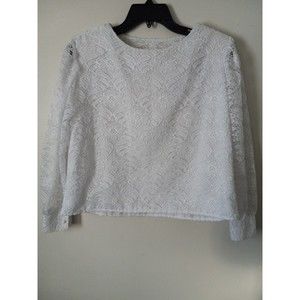 Vintage Lace Shirt Small Long Sleeve Unbranded Shoulder pads Faux pearl cuff
